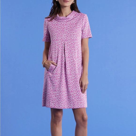 Pink Cheetah print dress w pockets, front pleat size SM - Picture 1 of 11